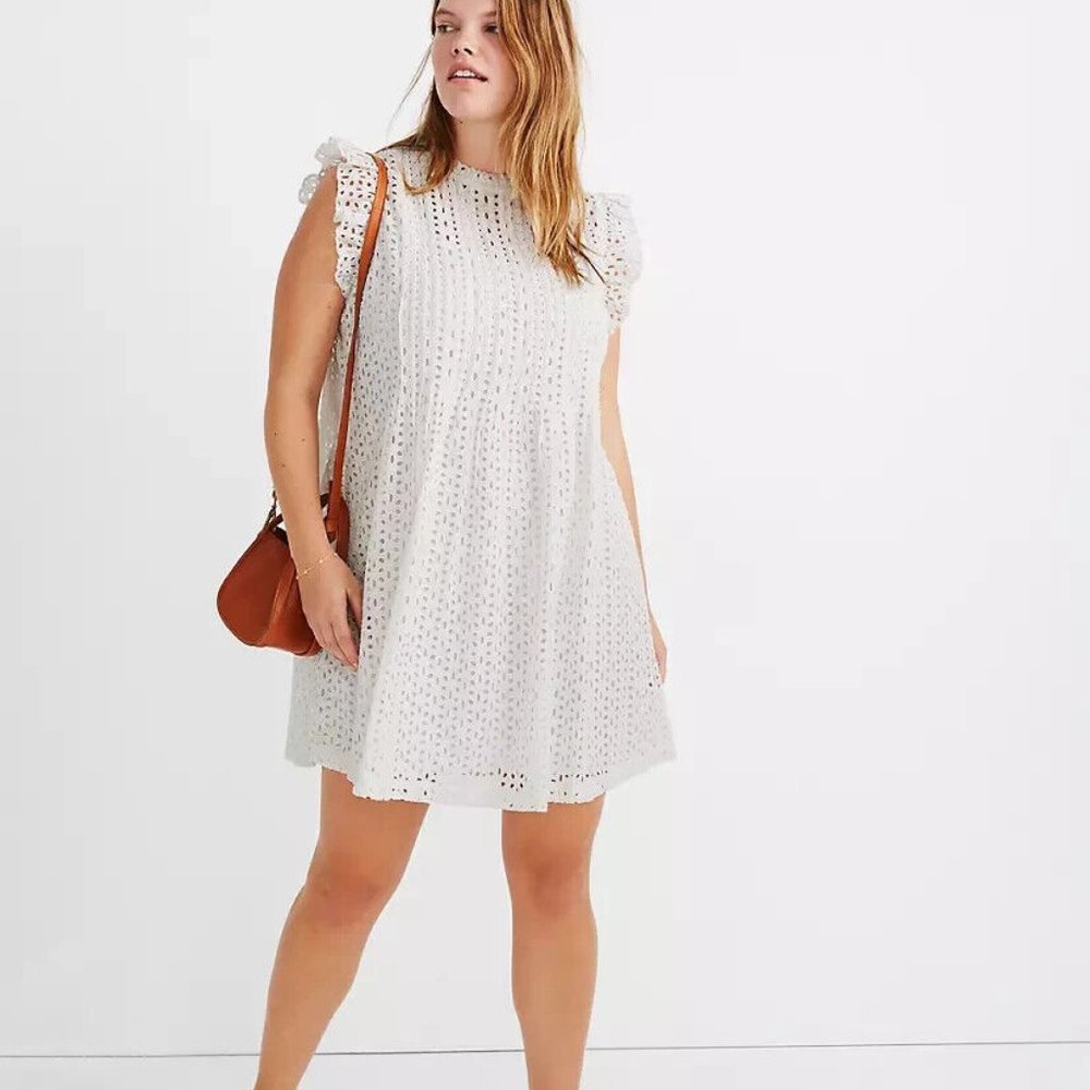 MADEWELL Women's Ruffle-Sleeve Mini Dress Large AN137 ($138) - Picture 1 of 4